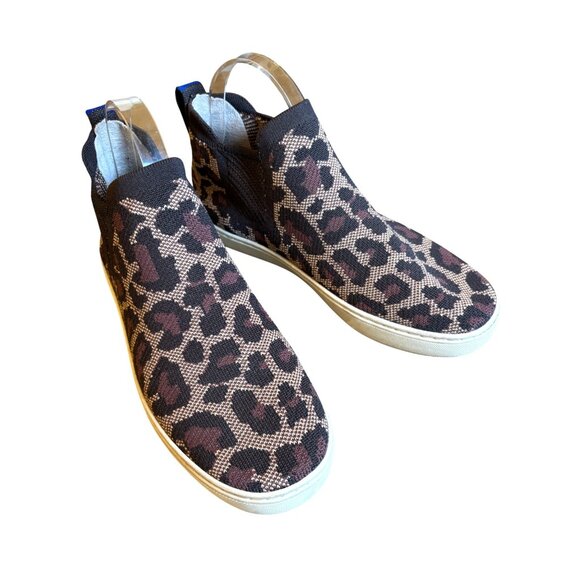 Rothy’s Women's 8.5‎ Chelsea Animal Print Slip On Ankle Boot Sneaker Brown Black - Picture 1 of 9